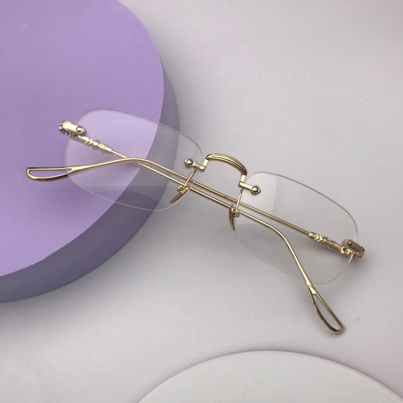 Bezokvirne naočale za čitanje s metalnim okvirom, leće od smole s zaštitom od plavog svjetla, dioptrija 0–400, poslovni minimalistički stil