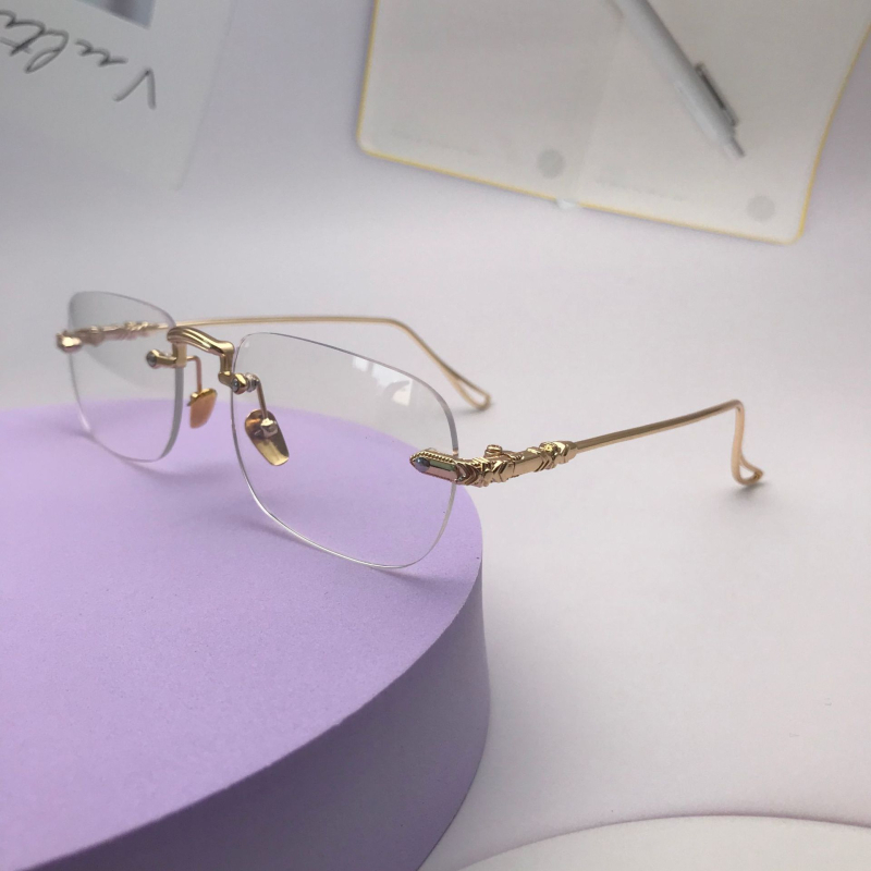 Bezokvirne naočale za čitanje s metalnim okvirom, leće od smole s zaštitom od plavog svjetla, dioptrija 0–400, poslovni minimalistički stil