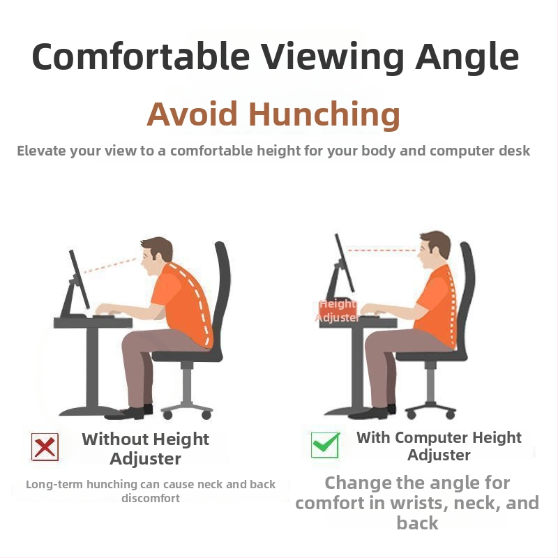 Stalo monitoriaus kėlėjas su pasukamu dizainu, iš dirbtinės plokštės, kelia ekraną ir turi saugojimo lentyną