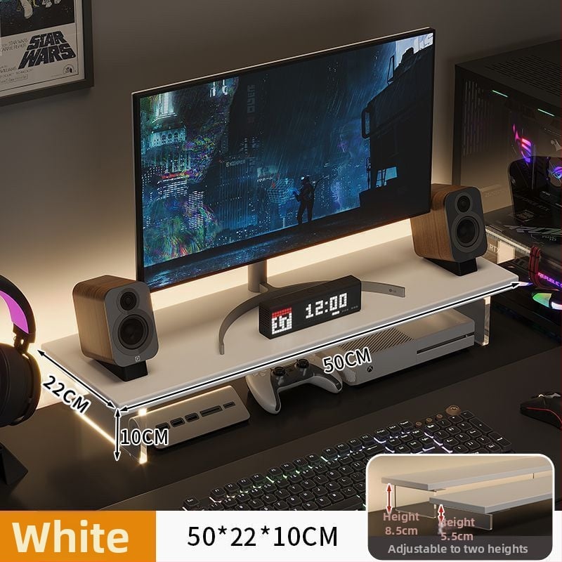 Stalo monitoriaus kėlėjas su pasukamu dizainu, iš dirbtinės plokštės, kelia ekraną ir turi saugojimo lentyną