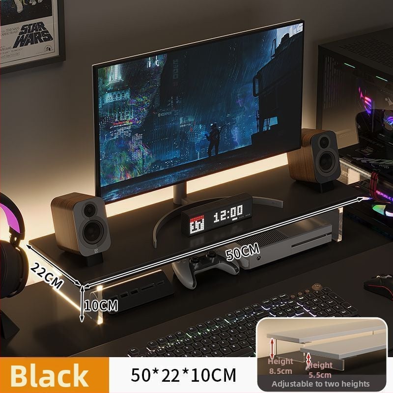 Stalo monitoriaus kėlėjas su pasukamu dizainu, iš dirbtinės plokštės, kelia ekraną ir turi saugojimo lentyną