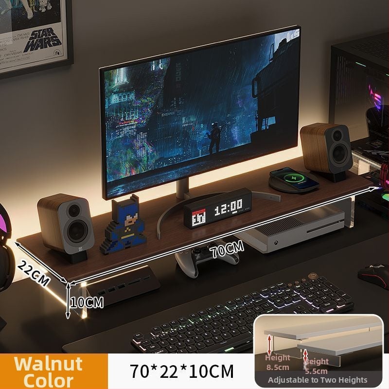 Stalo monitoriaus kėlėjas su pasukamu dizainu, iš dirbtinės plokštės, kelia ekraną ir turi saugojimo lentyną