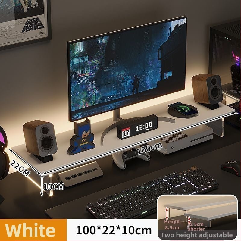 Stalo monitoriaus kėlėjas su pasukamu dizainu, iš dirbtinės plokštės, kelia ekraną ir turi saugojimo lentyną