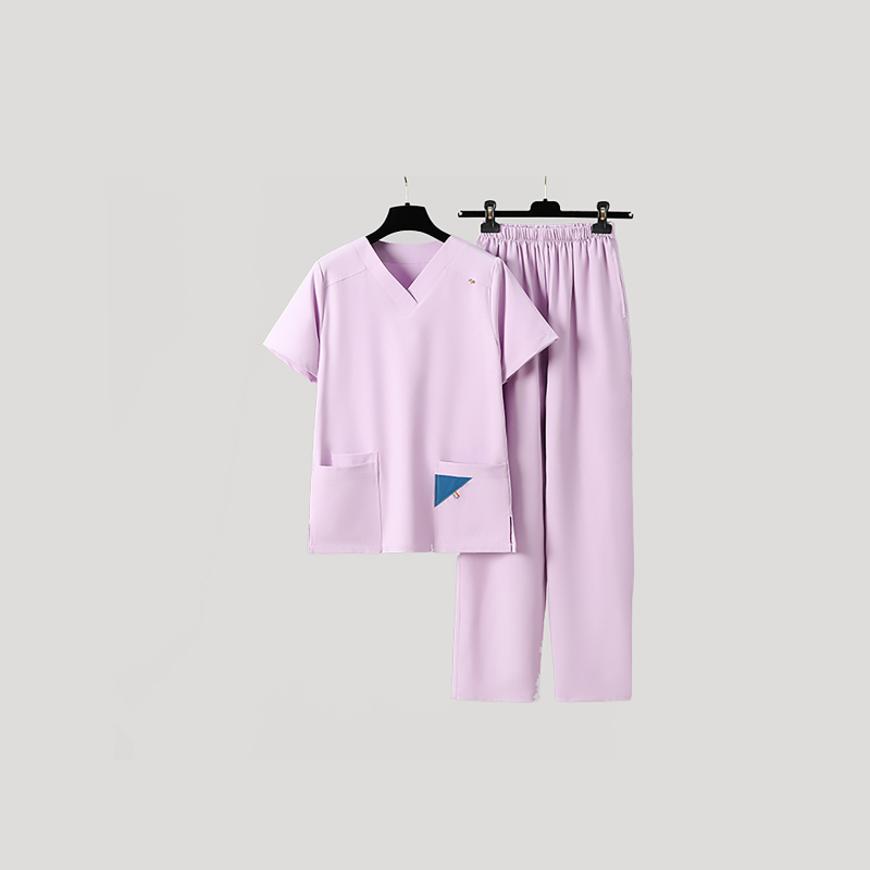 Unisex set zdravotníckeho odevu scrubs, materiál polyester-spandex, odvádza vlhkosť, V-krk, krátke rukávy, top a nohavice