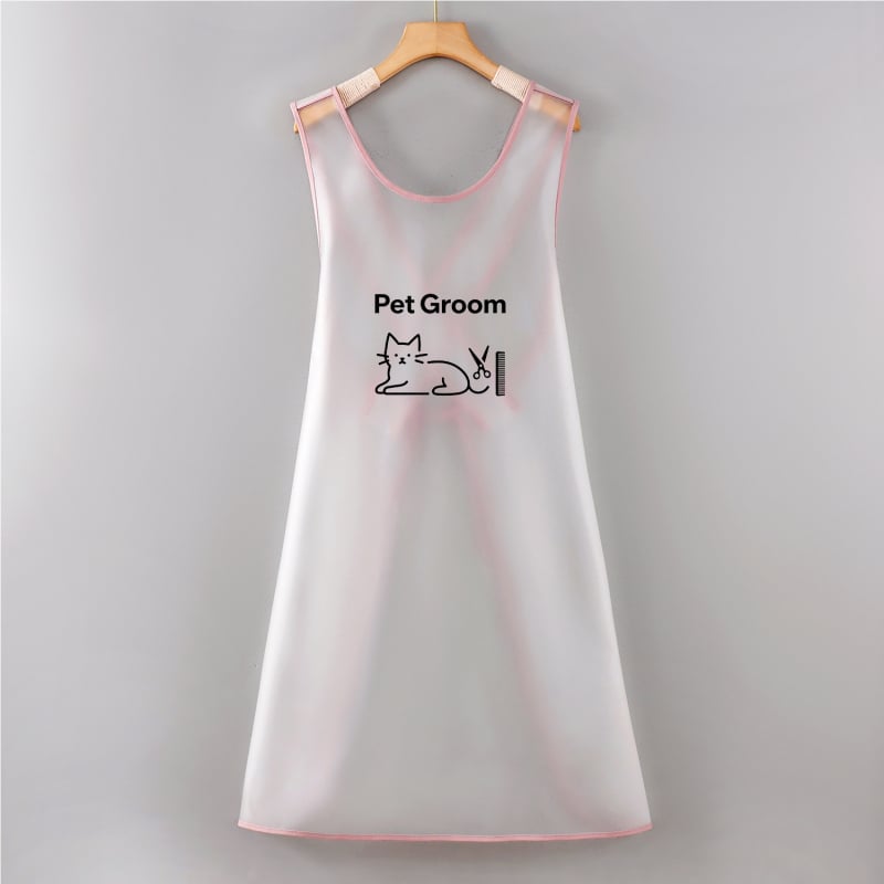 Șorț TPU fără mâneci - impermeabil, anti-păr, pentru îngrijire și baie animale de companie, îmbrăcăminte protector cu imprimeu desen animat, personalizabil