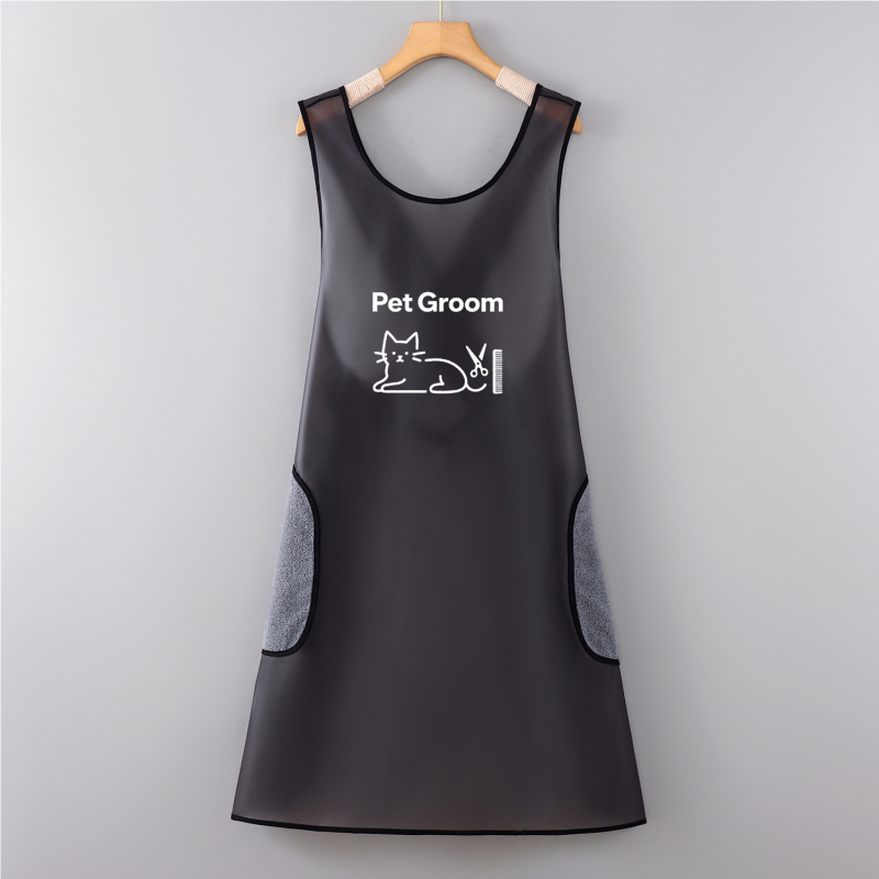 Șorț TPU fără mâneci - impermeabil, anti-păr, pentru îngrijire și baie animale de companie, îmbrăcăminte protector cu imprimeu desen animat, personalizabil