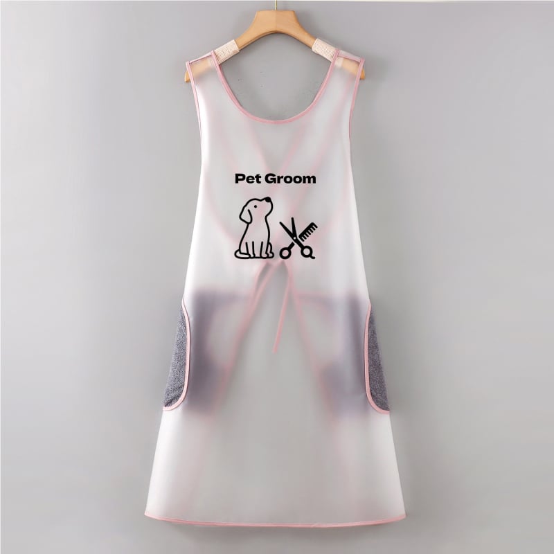 Șorț TPU fără mâneci - impermeabil, anti-păr, pentru îngrijire și baie animale de companie, îmbrăcăminte protector cu imprimeu desen animat, personalizabil