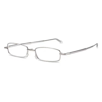 Ochelari de citit cu protecție împotriva luminii albastre și UV, lentile din cristal, ramă metalică integrală, pliabili, portabili