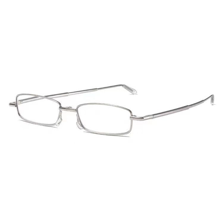 Ochelari de citit cu protecție împotriva luminii albastre și UV, lentile din cristal, ramă metalică integrală, pliabili, portabili