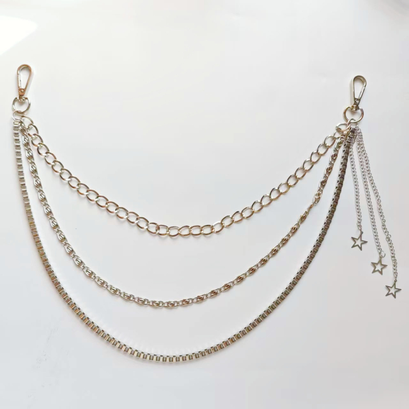 Pojas za struk s oblikom lista, metalni, elektroplatirane površine, unisex dodatak u punk hip-hop stilu