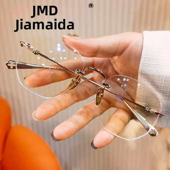 Be rėmelių skaitymo akiniai, anti-mėlynosios šviesos, PC lęšiai, kvadratinis metalinis rėmas, tinka dideliems veidams