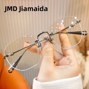 Be rėmelių skaitymo akiniai, anti-mėlynosios šviesos, PC lęšiai, kvadratinis metalinis rėmas, tinka dideliems veidams