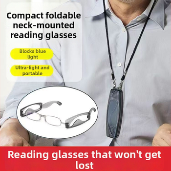 Skaitymo akiniai, sulankstomi aplink kaklą, mėlynos šviesos apsauga, pilnas rėmas, metaliniai rėmai