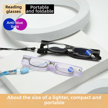 Skaitymo akiniai, sulankstomi aplink kaklą, mėlynos šviesos apsauga, pilnas rėmas, metaliniai rėmai