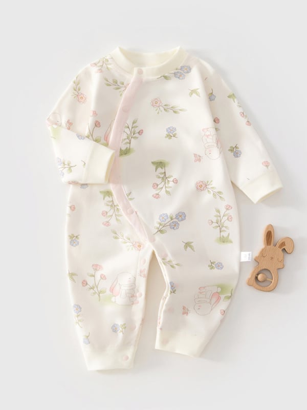 Kombinezon od pamuka za novorođenčad, dugi rukavi, bez kapuljače, kosi prednje zatvaranje, unisex