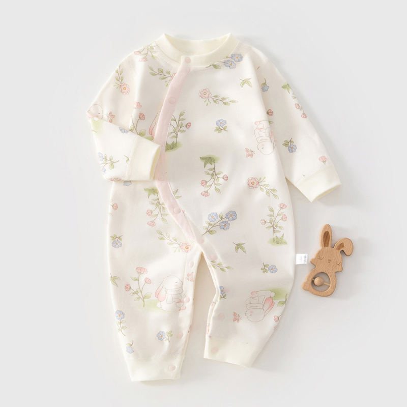 Kombinezon od pamuka za novorođenčad, dugi rukavi, bez kapuljače, kosi prednje zatvaranje, unisex