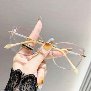 Akiniai be rėmelių, katės akies formos, presbiopija - prieš mėlynąją šviesą, metalinis rėmas