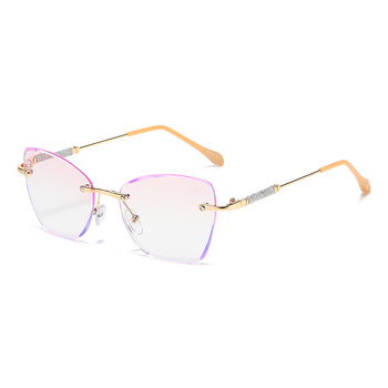 Akiniai be rėmelių, katės akies formos, presbiopija - prieš mėlynąją šviesą, metalinis rėmas