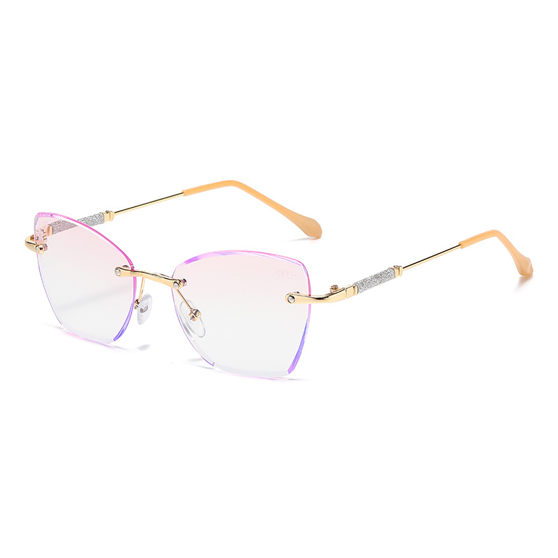 Akiniai be rėmelių, katės akies formos, presbiopija - prieš mėlynąją šviesą, metalinis rėmas