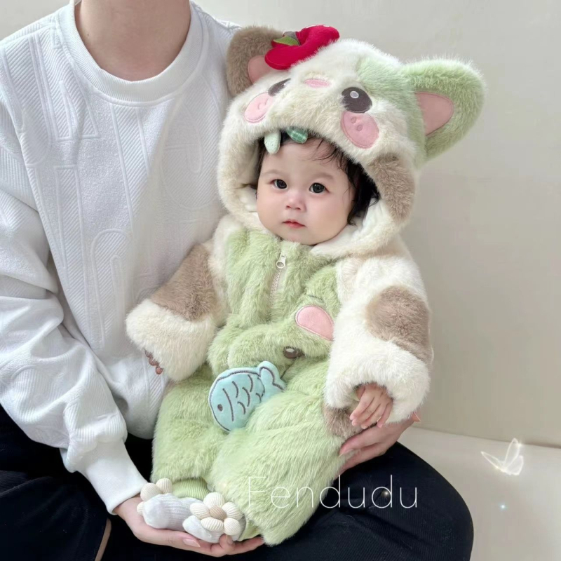 Dječji zimski onesie s flisom, kapuljačom i zatvaračem, za novorođenčad