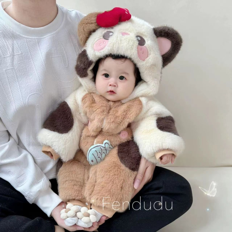 Dječji zimski onesie s flisom, kapuljačom i zatvaračem, za novorođenčad
