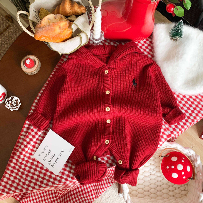Pleteni kombinezon za dojenčad i malu djecu, jesen-zima, svečani stil, kapuljača, unisex