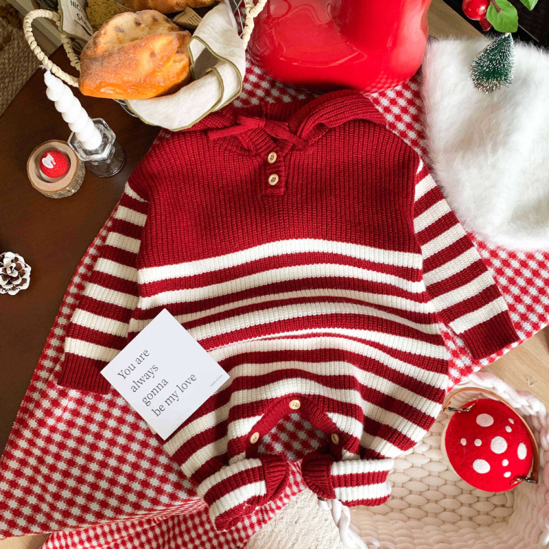 Pleteni kombinezon za dojenčad i malu djecu, jesen-zima, svečani stil, kapuljača, unisex