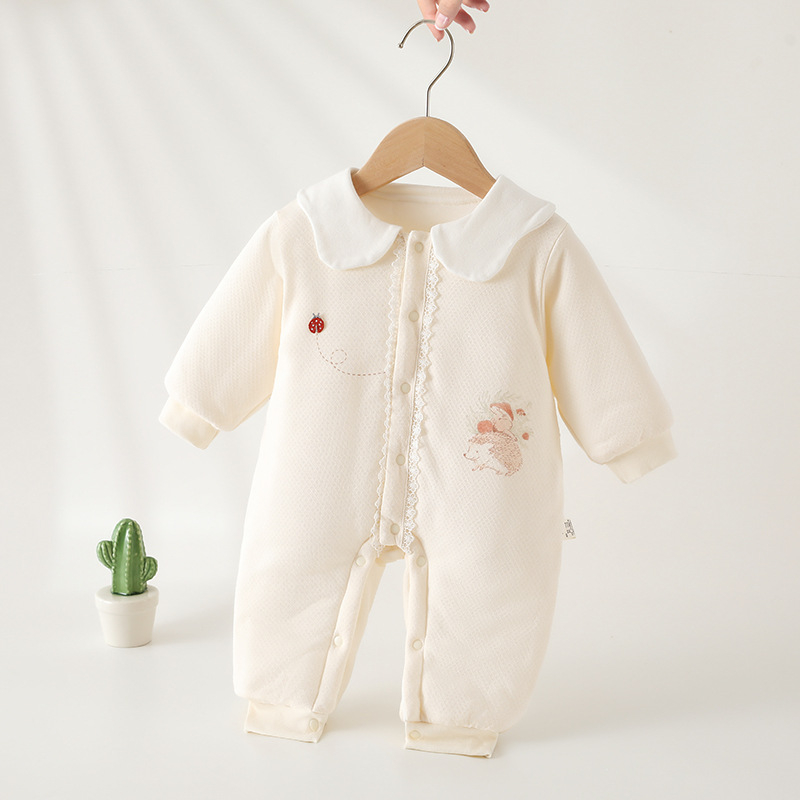 150 g zimski pamukasti kombinezon za bebe, topao, 100% pamuk, s rever ovratnikom, debeli dizajn