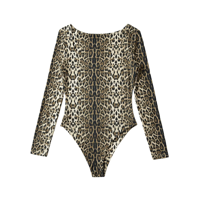 Ολόσωμο με ζωικό print, μακριές μανίκες, τετράγωνο ντεκολτέ, στενή γραμμή, 3/4 μήκος παντελονιού (πολυεστέρας; μικροελαστικότητα; μέση μεσαίου ύψους)