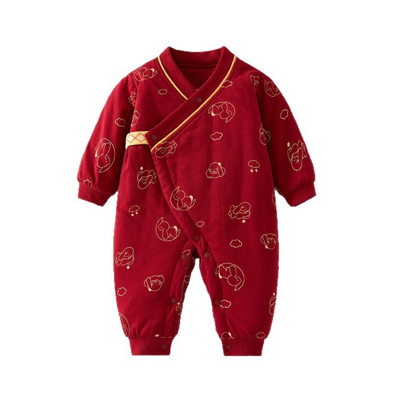 Novorođeni pamuk romper s podstavom, duga rukava, unisex, bez kapulje, bočno zatvaranje