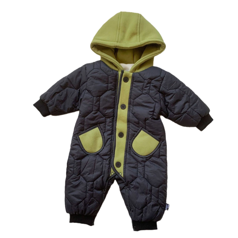 Dječji kombinezon s kapuljacom, fleece podstava, zimski model, unisex, dugi rukavi, 100% poliester, za dob 1–3 godine