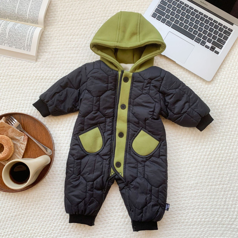 Dječji kombinezon s kapuljacom, fleece podstava, zimski model, unisex, dugi rukavi, 100% poliester, za dob 1–3 godine