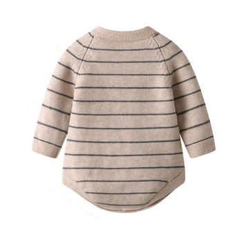 Salopetă pentru bebeluși cu mâneci lungi, în dungă, stil coreean, acrilic 50%, pentru nou-născuți 0–12 luni