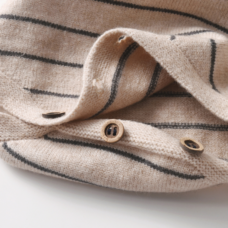 Salopetă pentru bebeluși cu mâneci lungi, în dungă, stil coreean, acrilic 50%, pentru nou-născuți 0–12 luni