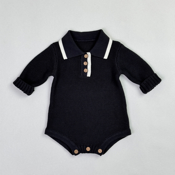 Baba kötött overál álló gallérral, uniszex, 100% pamut, hosszú ujjú, újszülötteknek