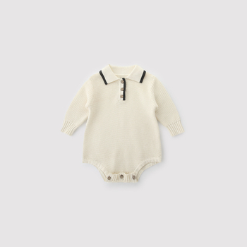 Baba kötött overál álló gallérral, uniszex, 100% pamut, hosszú ujjú, újszülötteknek