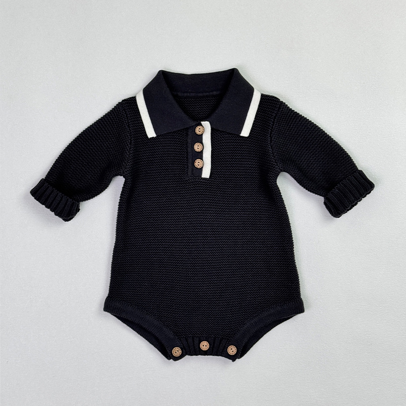 Baba kötött overál álló gallérral, uniszex, 100% pamut, hosszú ujjú, újszülötteknek