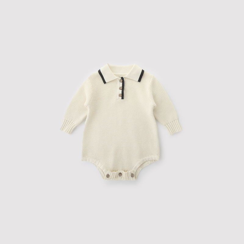 Baba kötött overál álló gallérral, uniszex, 100% pamut, hosszú ujjú, újszülötteknek