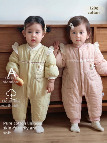 Jumpsuit za bebe za jesen-zimu, debeli pamuk s 100% pamukom, dugi rukavi, prednje kopčanje na gumbe, za novorođenčad