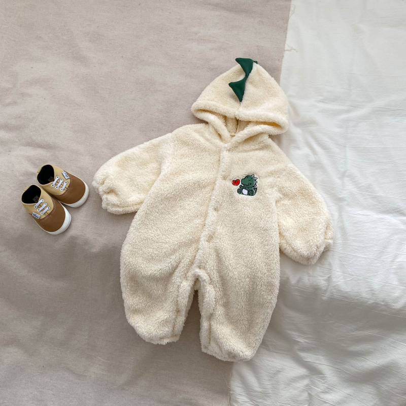 Korejski stil romper s kapuljom za bebe, dugi rukavi, debeli 100% poliester, crtani dizajn