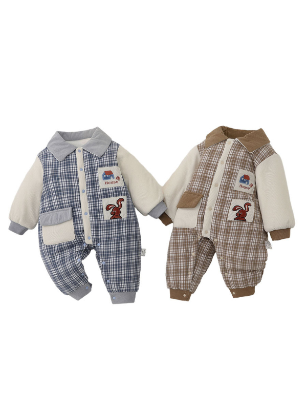 Pamukasti bebin kombinezon od pamuka, zimska podstavljena 150 g, dugi rukavi, bez kapulje, unisex, za novorođenčad (0-12 mj)