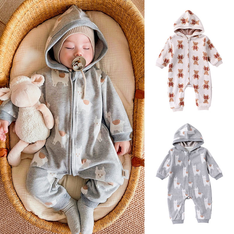 Kombinezon s kapuljom i zatvaračem za djecu zimi, unisex, dugi rukavi, 40% poliester
