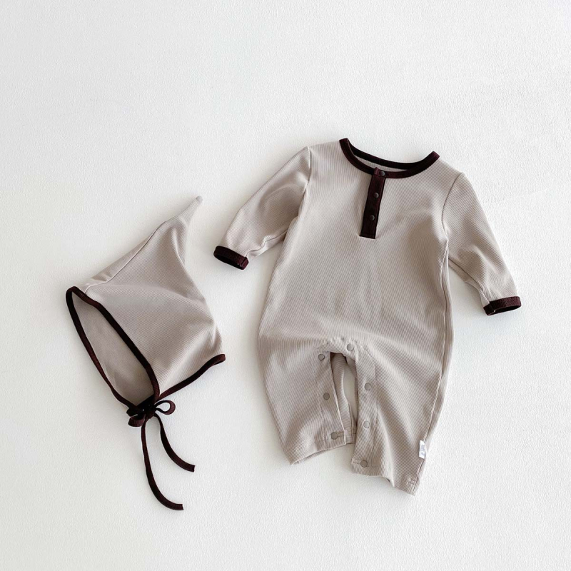 Bebin romper u korejskom stilu s odvojivom kapuljom, dugi rukavi, proljeće–jesen, materijal 46% rayon, 46% pamuk, 8% spandeks