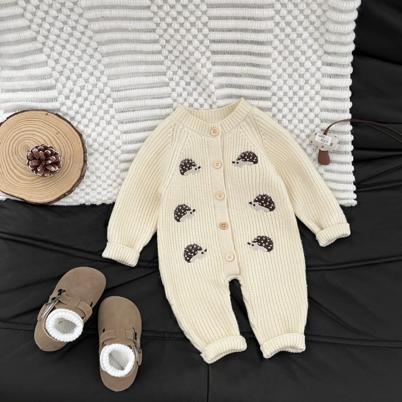 Bebin kombinezon s pletenim džemperom, dugi rukavi, unisex, korejski stil, 50% akril