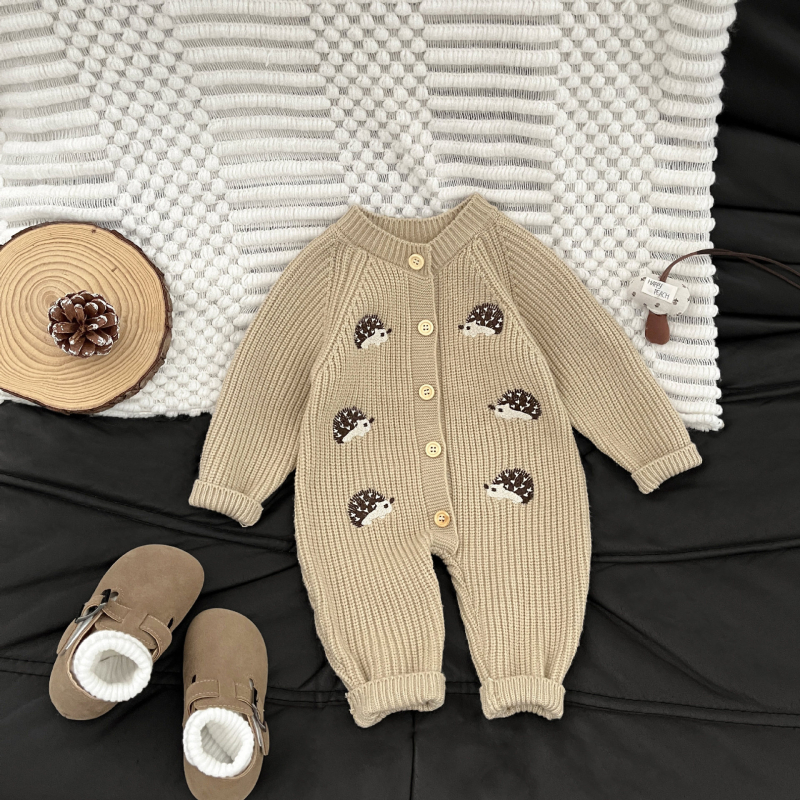 Bebin kombinezon s pletenim džemperom, dugi rukavi, unisex, korejski stil, 50% akril