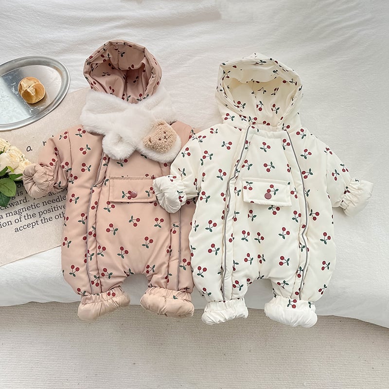 Korejskog stila kombinezon s pamukovim punom za bebe i malu djecu, s kapuljačom, dugim rukavima, zimski