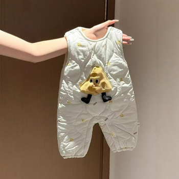 Kombinezon za bebe i malu djecu s punom vestom – bez rukava, preko glave, unisex, cartoon stil, jesen-zima