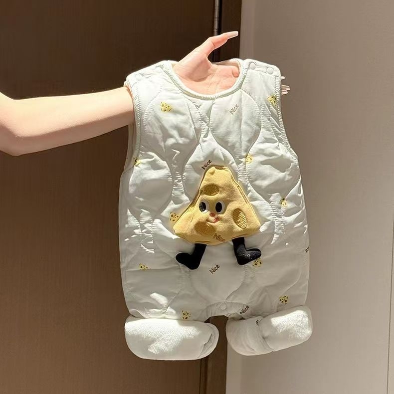 Kombinezon za bebe i malu djecu s punom vestom – bez rukava, preko glave, unisex, cartoon stil, jesen-zima