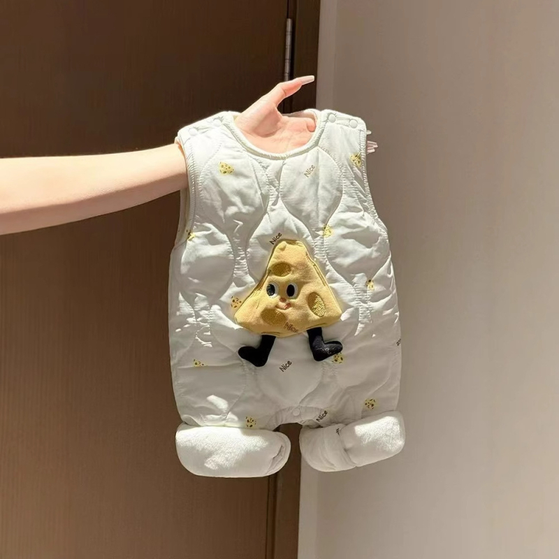 Kombinezon za bebe i malu djecu s punom vestom – bez rukava, preko glave, unisex, cartoon stil, jesen-zima