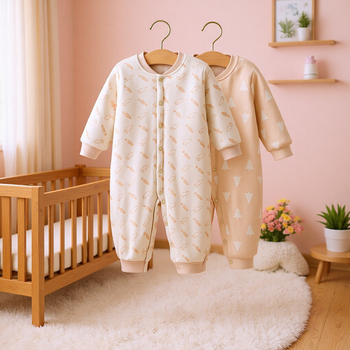 Kombinezon od 100% pamuka za bebe, dugi rukavi, unisex, podstavljeni romper za novorođenčad